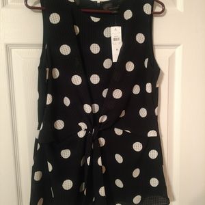 Ann Taylor sleeveless polka dot blouse